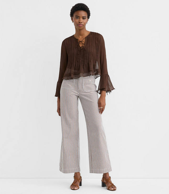 Petite Palmer Wide Leg Crop Pants in Stripe