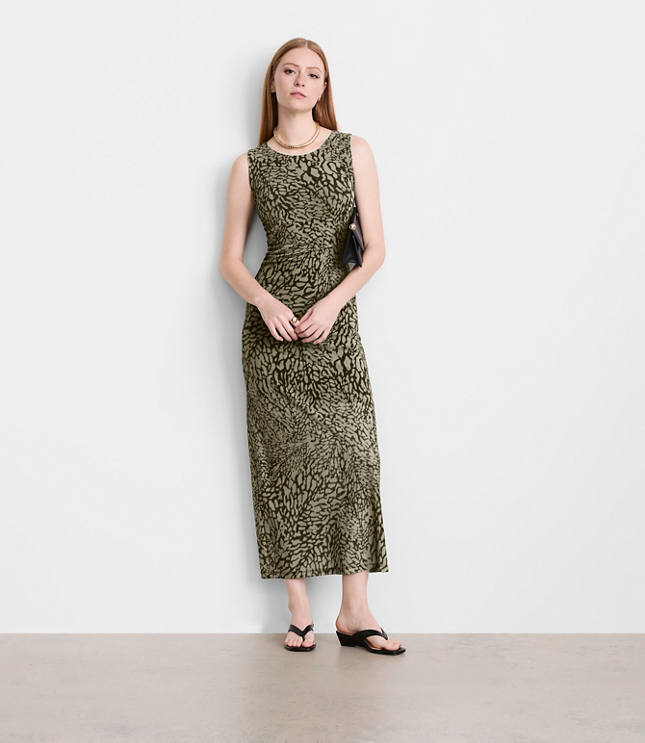 LOFT Versa Animal Print Mesh Maxi Dress