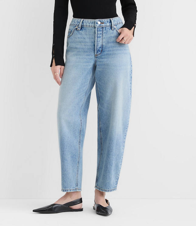 Rivete Tall Mid Rise Barrel Jeans in Aura Wash