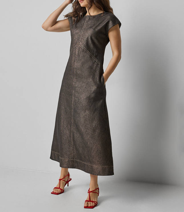 Lilla P Metallic Seamed Maxi Dress