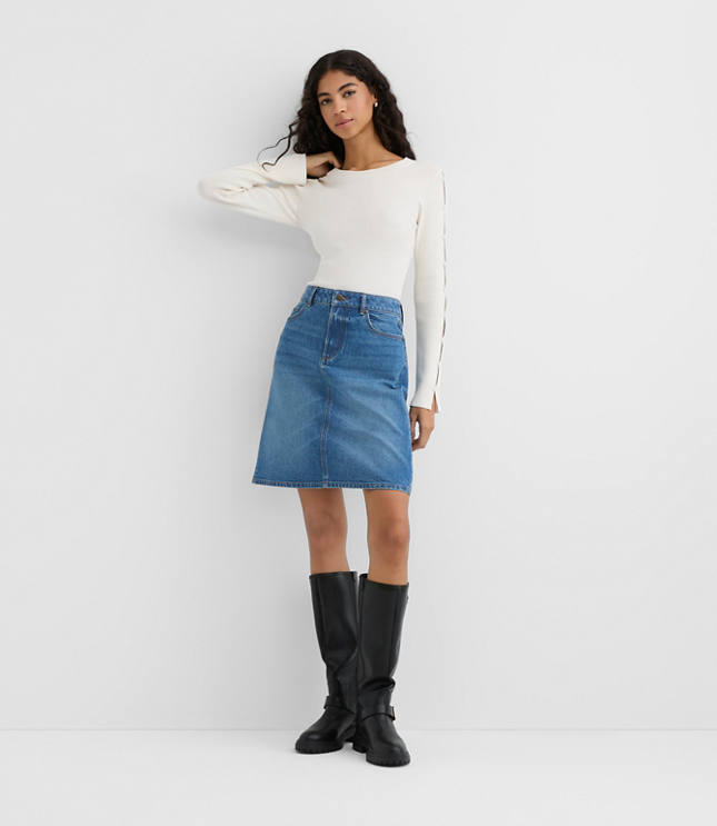 Rivete Tall Denim Skirt in Vintage Mid Wash