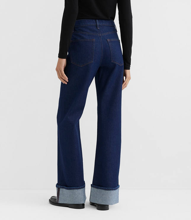 Rivete Tall Cuffed High Rise Wide Leg Jeans in Nova Wash