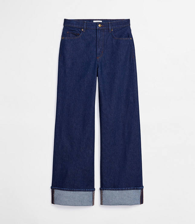 Rivete Tall Cuffed High Rise Wide Leg Jeans in Nova Wash