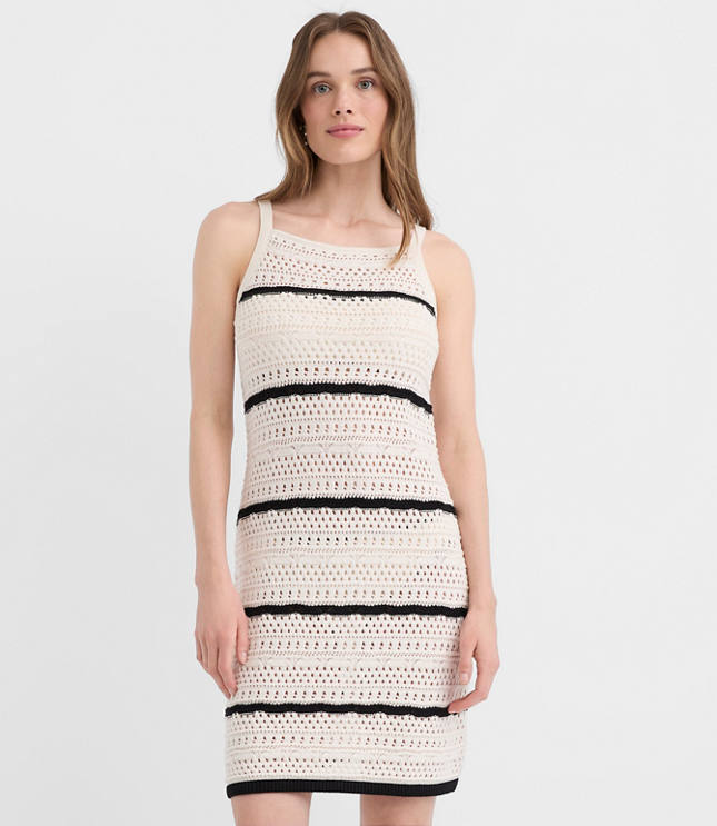 LOFT Beach Striped Pointelle Sweater Mini Swimsuit Coverup