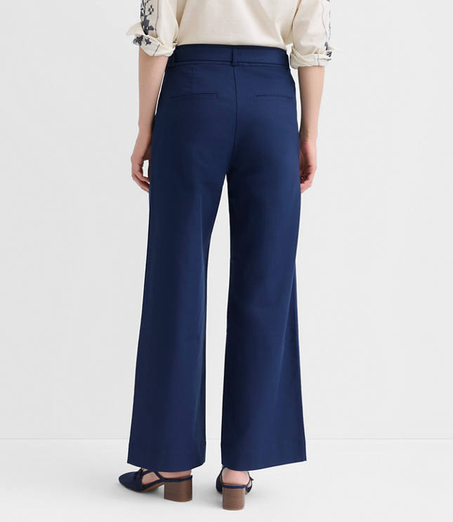 Petite Belted Palmer Wide Leg Pants in Pique