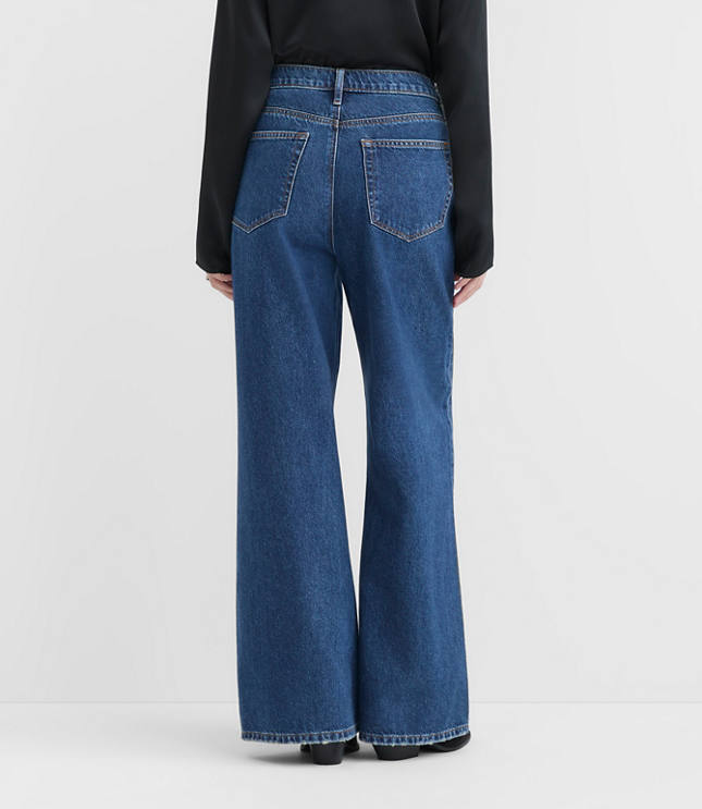 Rivete Tall Curvy High Rise Relaxed Wide Leg Jeans in Mid Wash