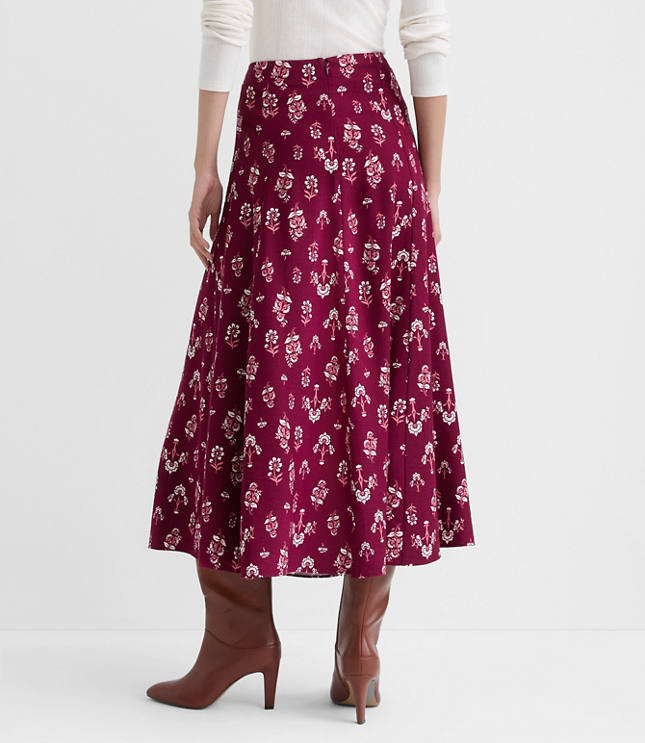 Petite Floral Gored Midi Skirt