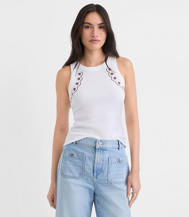 Floral Embroidered Perfect Tank