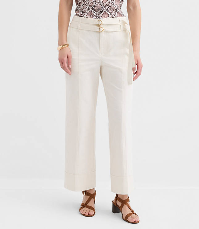 Curvy Double Belted Wide Leg Pants