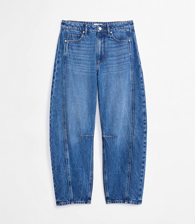 Rivete Tall Seamed High Rise Barrel Jeans in Dark Wash