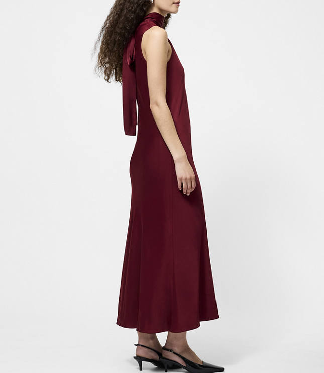 French Connection Ennis Satin Sleeveless Bow Midi Dress