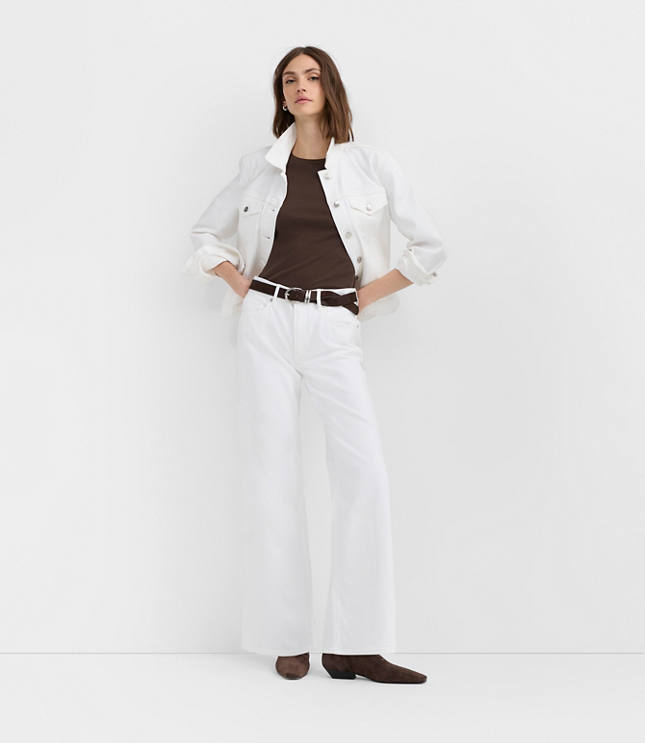 Petite Denim Trucker Jacket in White