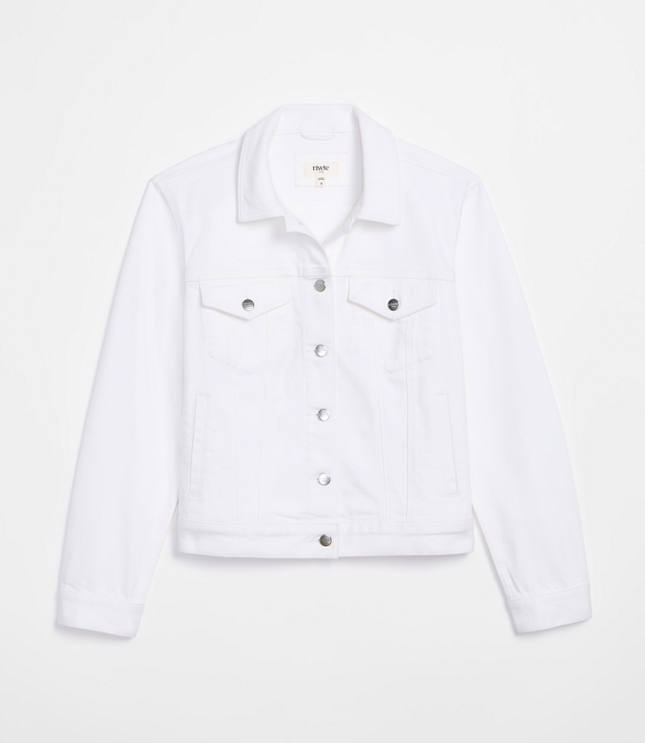 Petite Denim Trucker Jacket in White