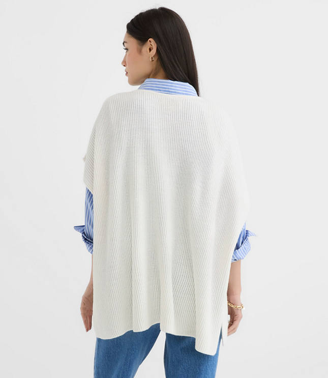 Ribbed V-Neck Poncho Sweater