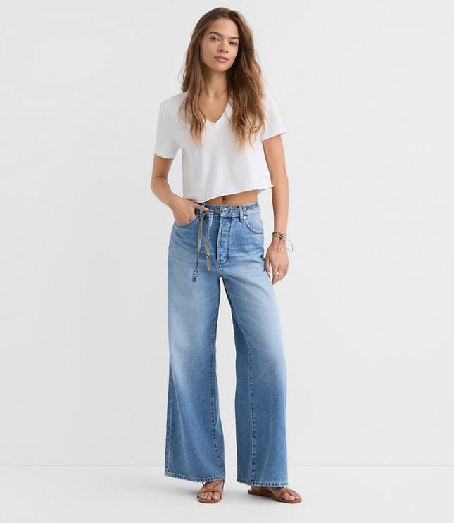 Rivete Tall High Rise Relaxed Wide Leg Jeans in Light Wash