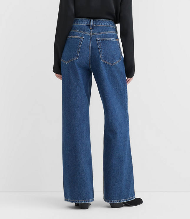 Rivete Tall High Rise Relaxed Wide Leg Jeans in Mid Wash