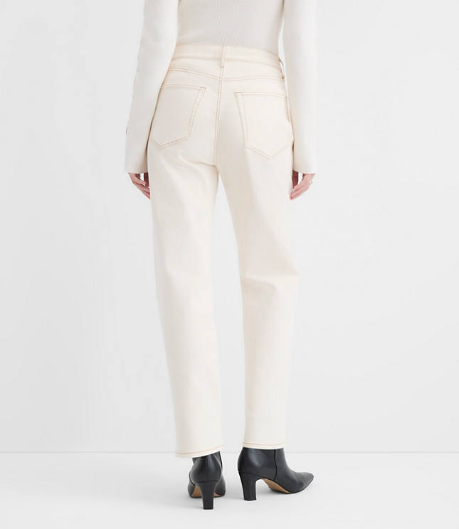 Rivete Tall Curvy High Rise Straight Jeans in Ivory