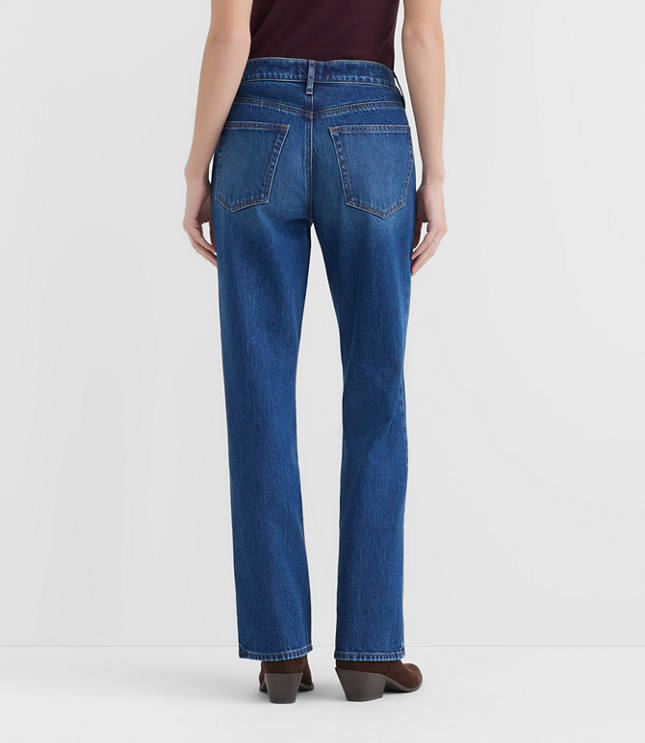 Rivete Tall Curvy Mid Rise Relaxed Straight Jeans in Dark Wash