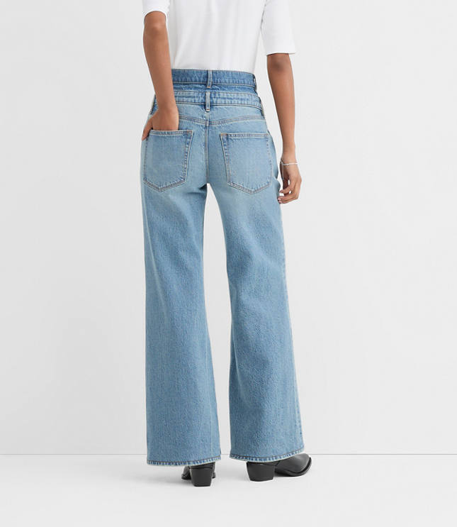 Rivete Tall Double Waisted High Rise Wide Leg Jeans in Light Wash