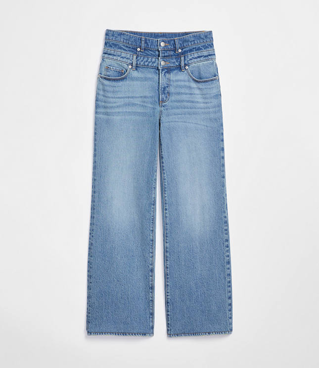 Rivete Tall Double Waisted High Rise Wide Leg Jeans in Light Wash