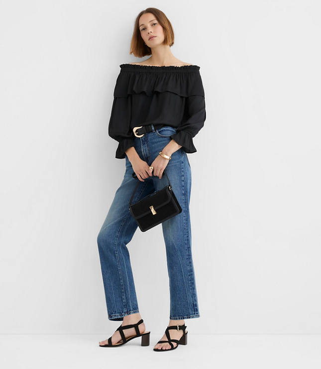 Petite Ruffled Off The Shoulder Blouse