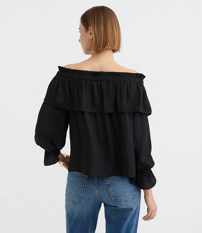 Petite Ruffled Off The Shoulder Blouse