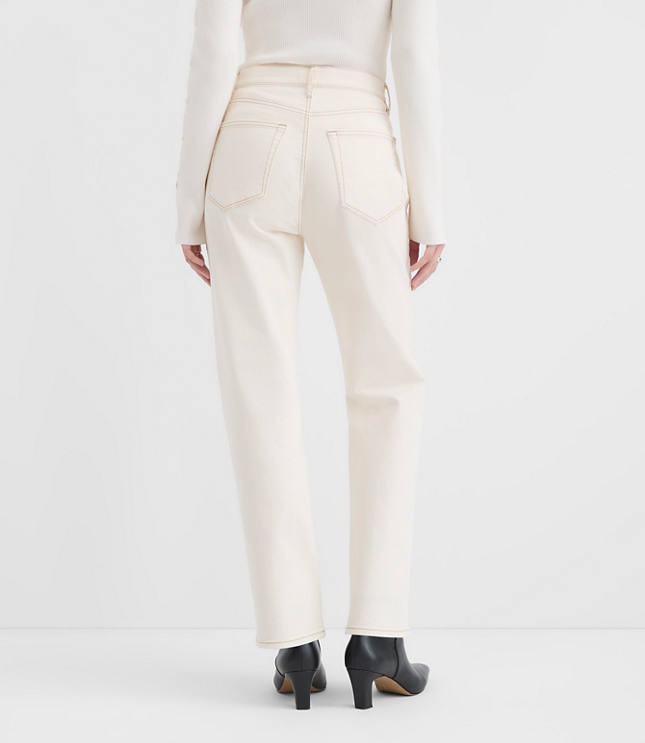 Rivete Tall High Rise Straight Jeans in Ivory