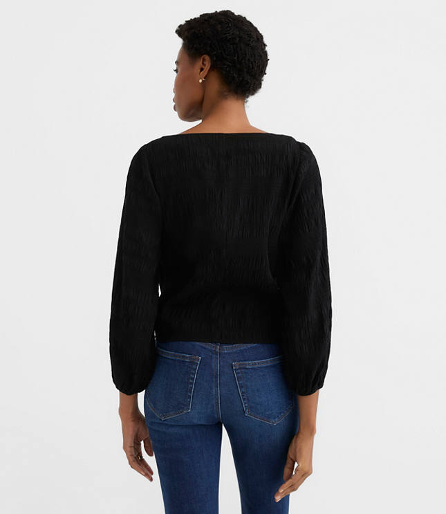 Smocked Lantern Sleeve Blouse