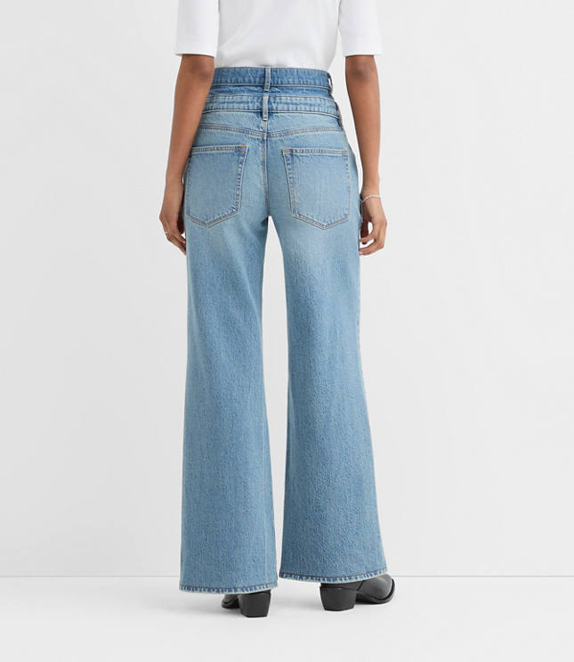 Rivete Tall Curvy Double Waisted High Rise Wide Leg Jeans in Light Wash
