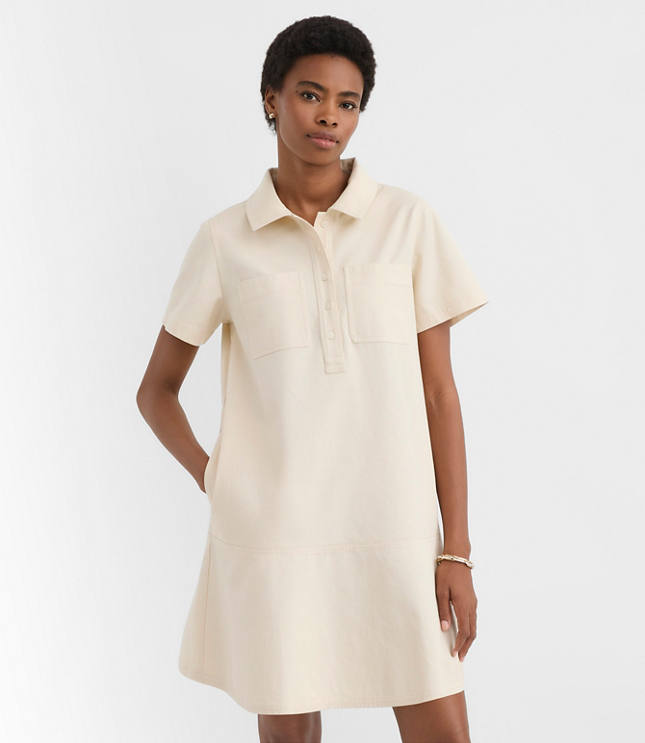 Twill Flounce Mini Pocket Dress