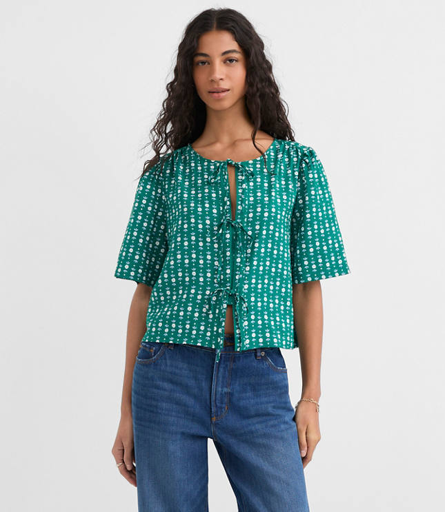 Petite Floral Bow Blouse