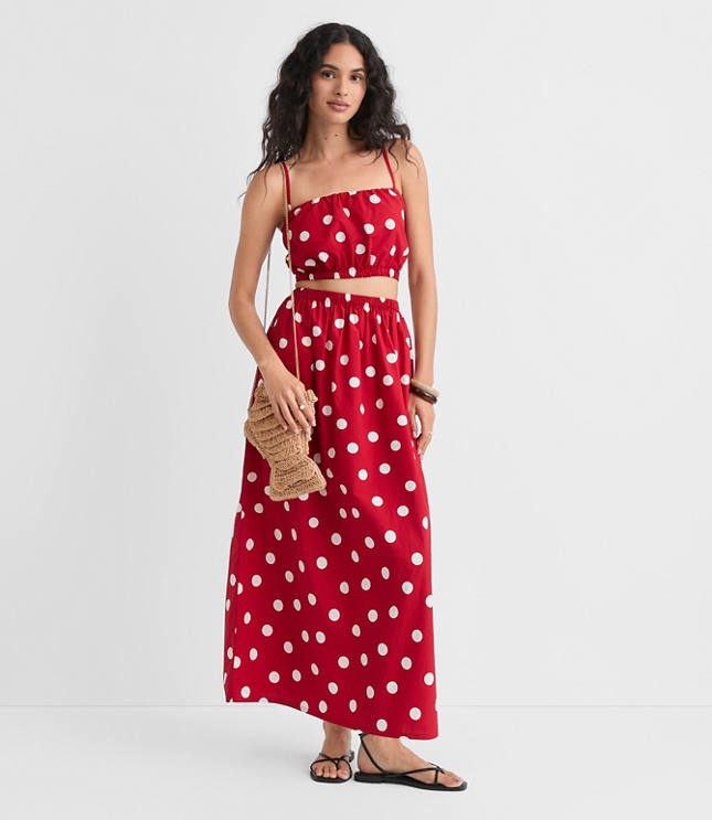 LOFT Beach Polka Dot Poplin Maxi Pocket Skirt carousel Product Image 2