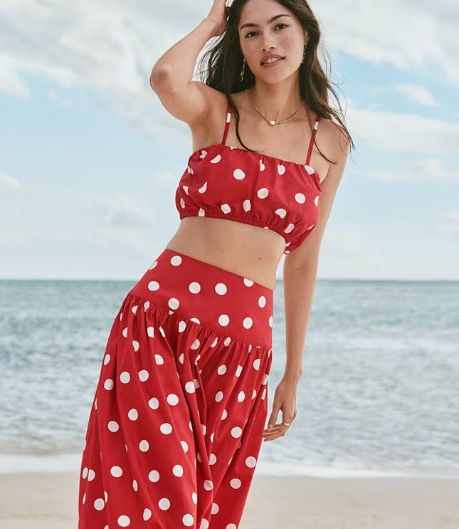 LOFT Beach Polka Dot Poplin Bubble Bandeau Top carousel Product Image 1