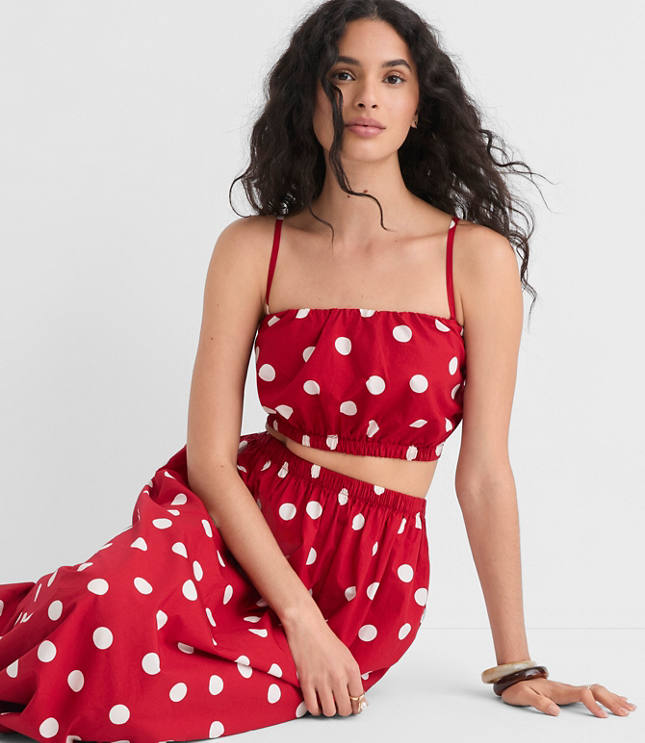 LOFT Beach Polka Dot Poplin Bubble Bandeau Top carousel Product Image 2