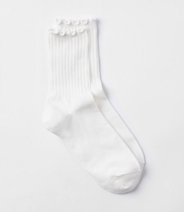 Ruffle Ribbed Crew Socks