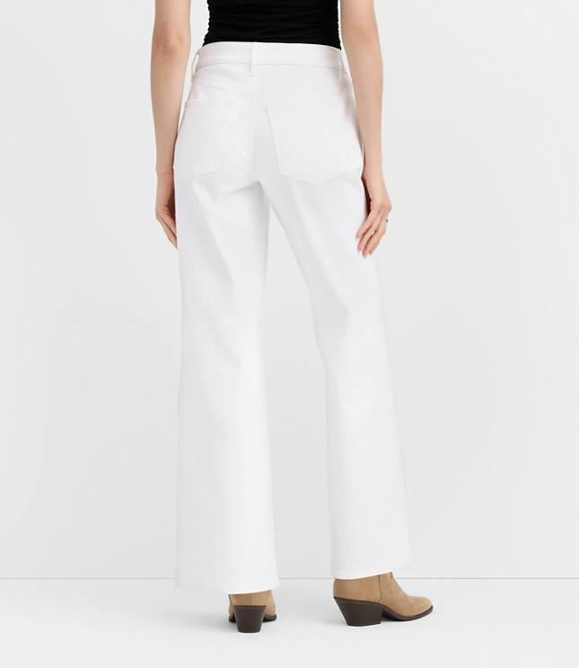 Rivete Petite Mid Rise Wide Leg Jeans in White