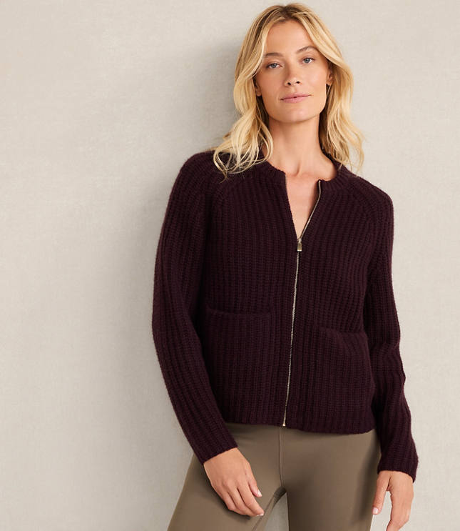 Haven Well Within Cashmere Zip Front Bomber Jacket