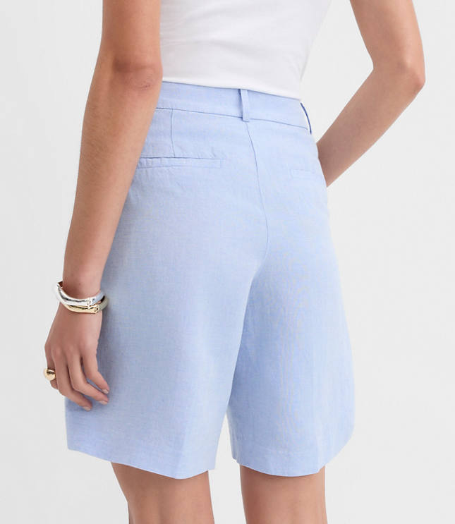 Petite Bermuda Shorts Chambray Linen Blend