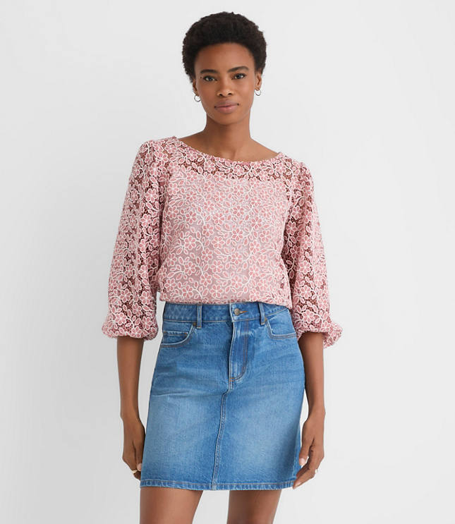 Floral Lace Boatneck Blouse