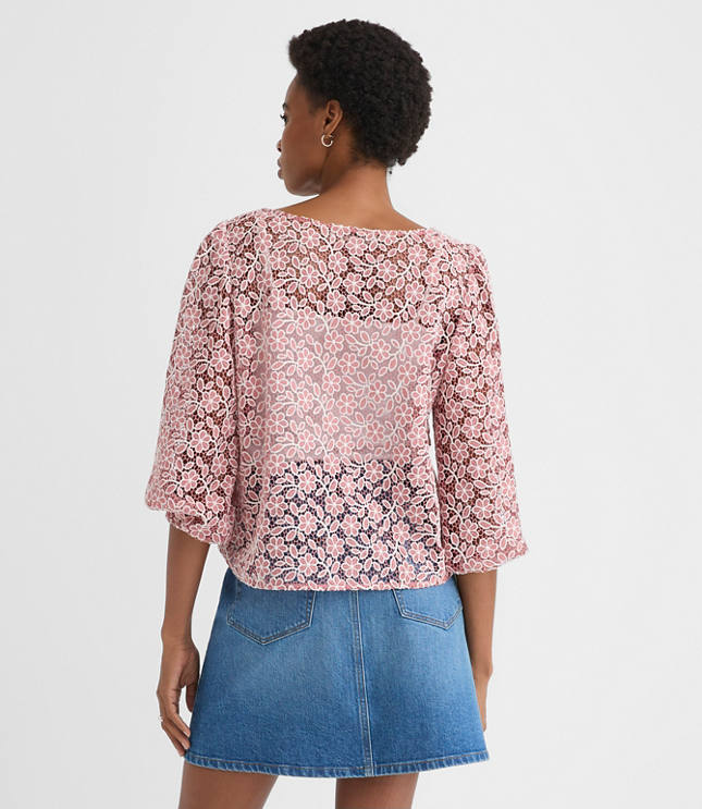 Floral Lace Boatneck Blouse
