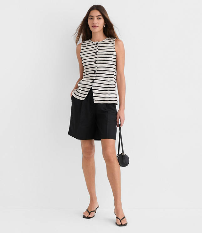 Petite Stripe Textured Knit Vest