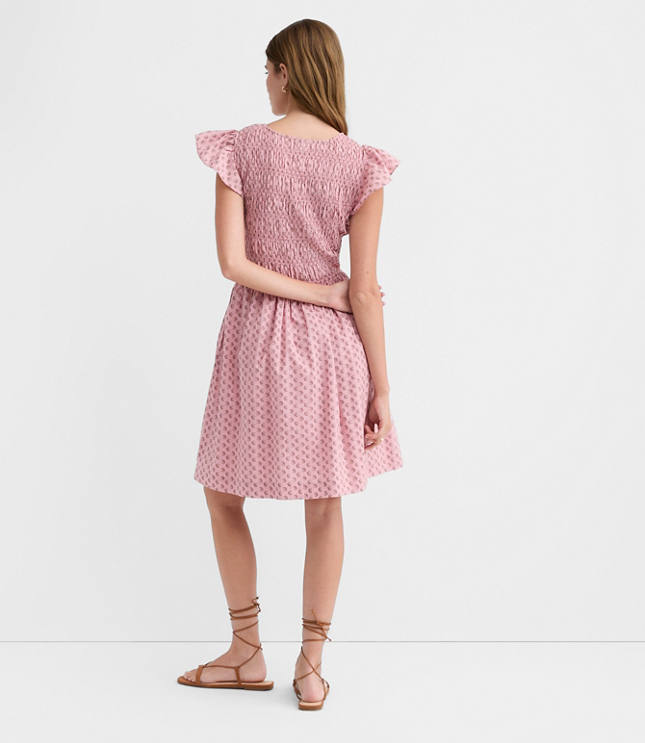 Petite Floral Smocked Flutter Mini Pocket Dress