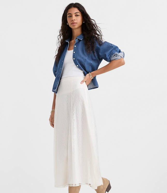 Petite Floral Lace Maxi Skirt