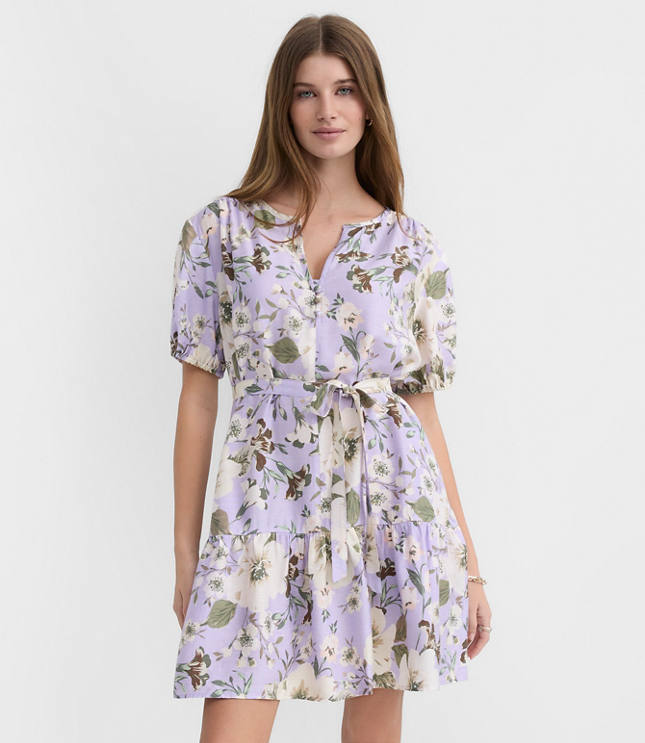 Petite Floral Flounce Mini Pocket Dress