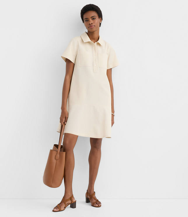 Petite Twill Flounce Mini Pocket Dress