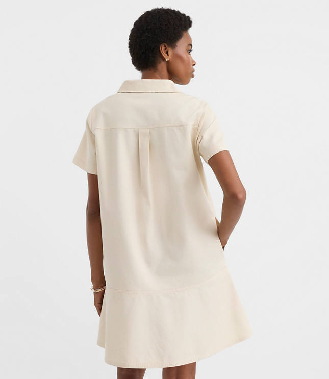 Petite Twill Flounce Mini Pocket Dress