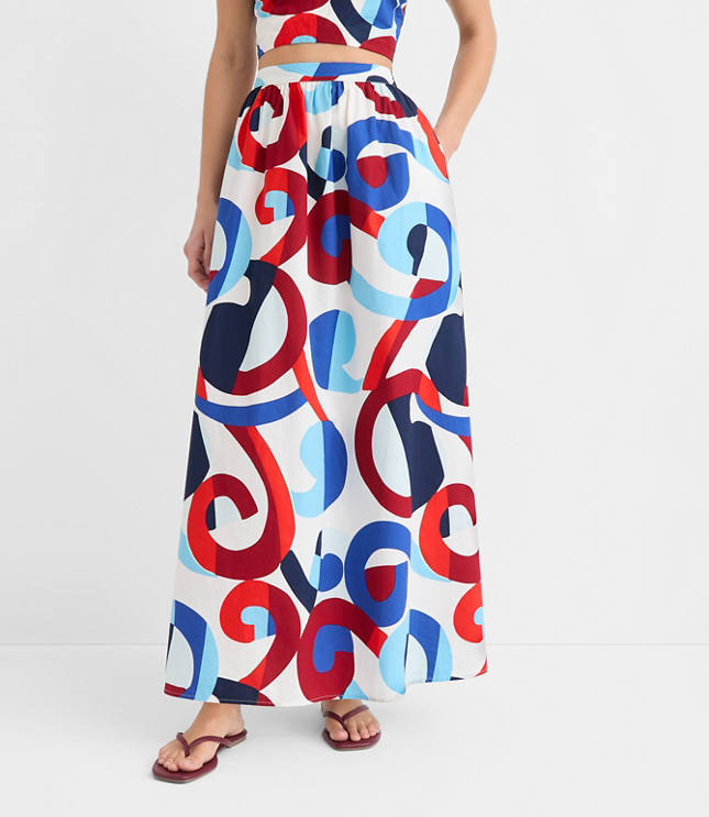 LOFT Beach Swirl Poplin Maxi Pocket Skirt - image 2