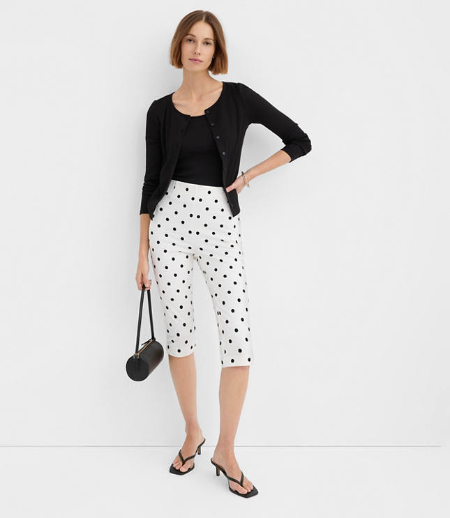 Slim Crop Pants in Dotted Bi-Stretch