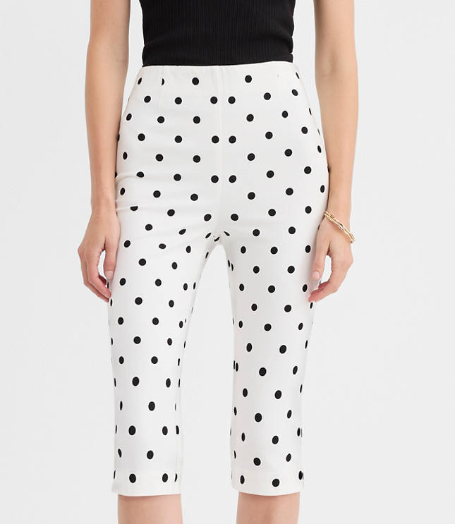Slim Crop Pants in Dotted Bi-Stretch