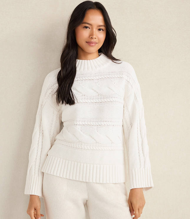 Haven Well Within Cotton Blend Horizontal Cable Sweater
